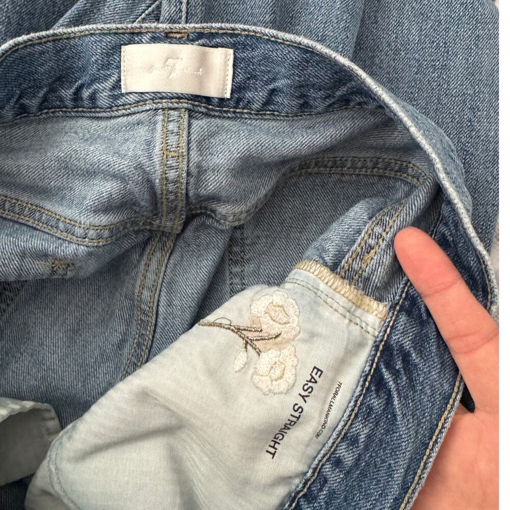 7 For All Mankind Easy Straight Floral Embroidered Jeans Size 28 - Picture 5 of 10